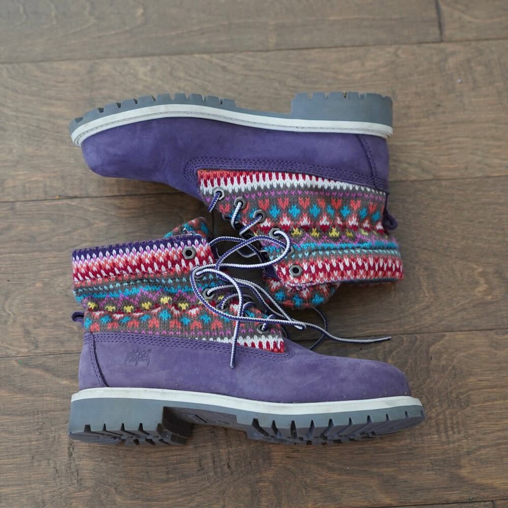 Timberland Earth Keeper girls Purple Boots big kid size 3